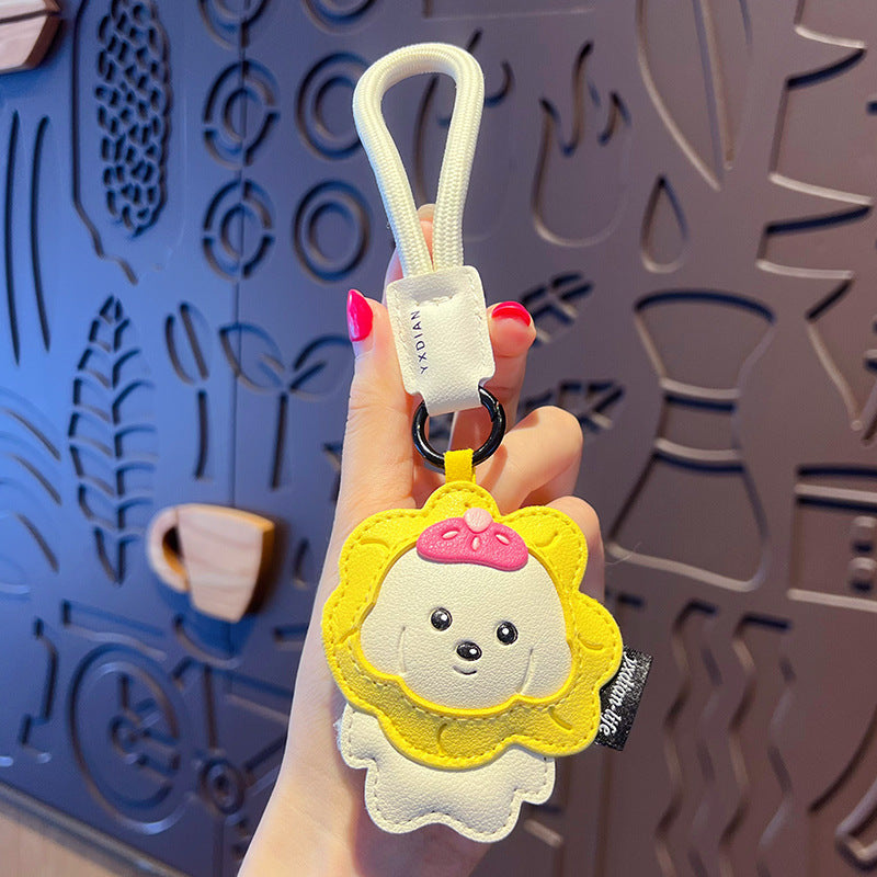 Creative PU leather capybara keychain doll pendant cute car key chain school bag pendant small gift