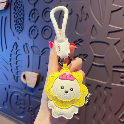 Creative PU leather capybara keychain doll pendant cute car key chain school bag pendant small gift
