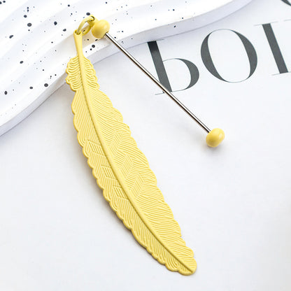 DIY Beaded Feather Bookmark - Primary School Graduation Anniversary Souvenir Metal Bookmark Children's Cute Bookcase Pendant