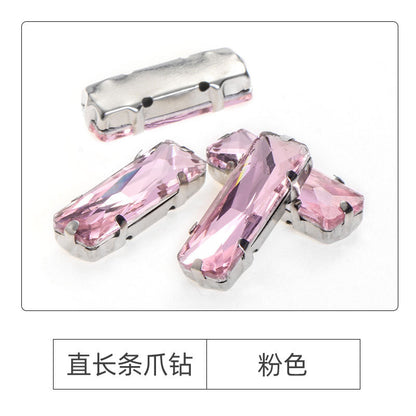 Xichuan Straight Long Claw Rhinestone Glass Hand-Stitched Diamond DIY Accessories Shoe Bag Handmade Materials White K with Claw Diamond