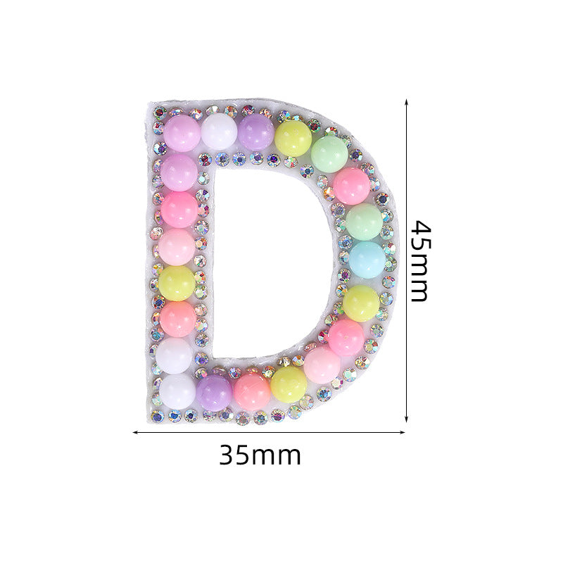Macaron letter stickers, 26-letter English DIY accessories, clothing accessories, faux pearl and rhinestone appliqué set