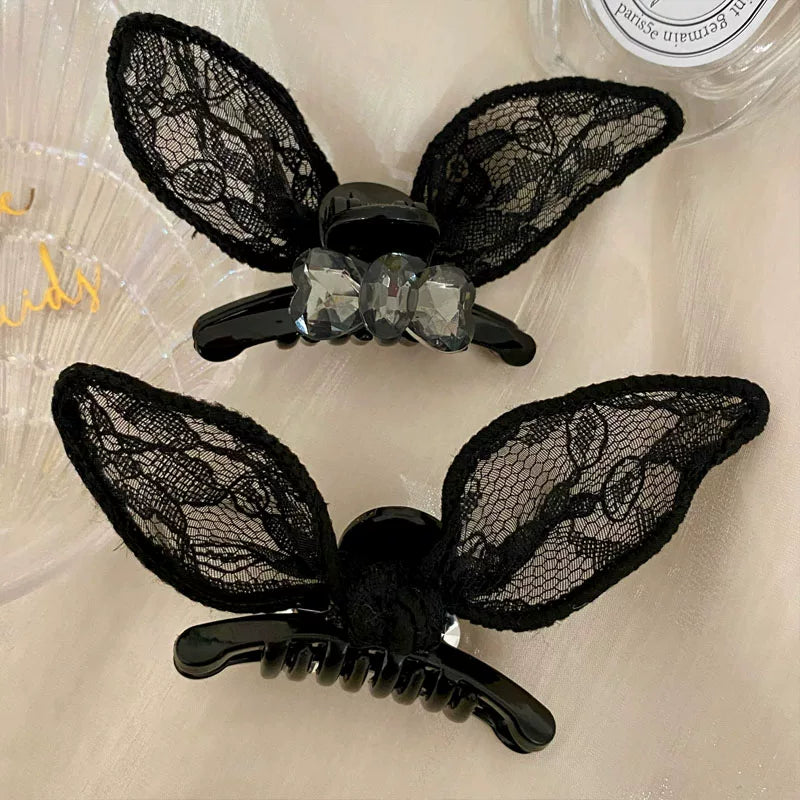 Mesh black bow hair chuck headdress, princess head small scratch clip broken hair, side bangs, clip, forehead hairpin woman