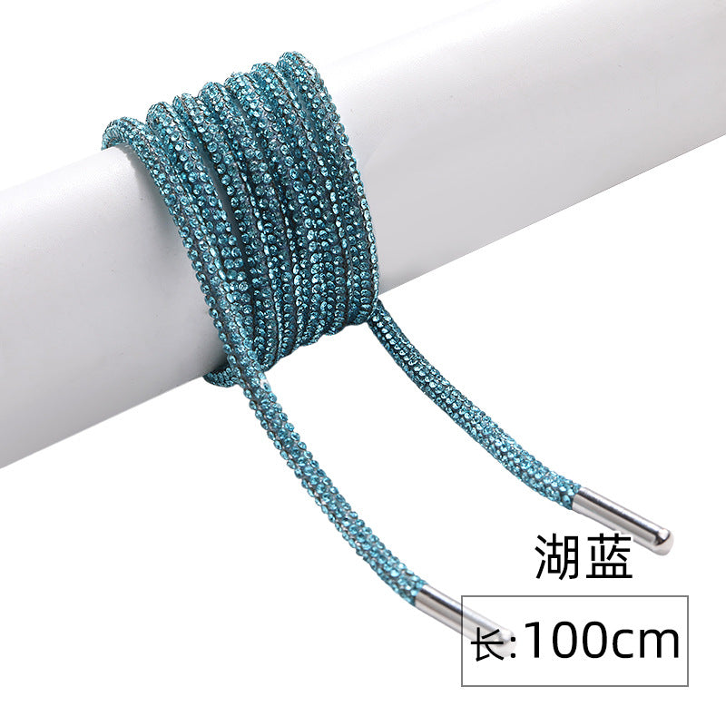 Crystal cord, drill rope, full diamond, ultra-glitter round soft tube, 6-row drill rope, coat strap, hat strap, shoelace, bag and pants strap, DIY accessory for accessories
