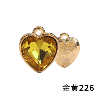 Xichuan zinc alloy peach heart crystal gold base single hanging heart-shaped glass diamond DIY jewelry earrings with diamonds pendant batch