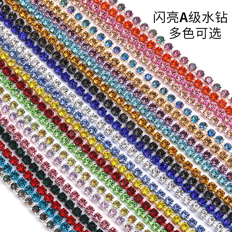 Cross-border explosive SS12 electrophoretic rhinestone claw chain, colorful diamond chain, intensive mobile phone case, luggage, clothing, accessories, diamond chain