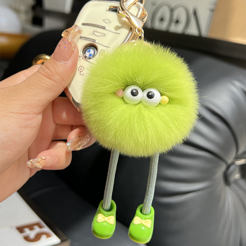 Cute imitation otter rabbit long legs small briquette car keychain pendant plush bag pendant gift doll doll