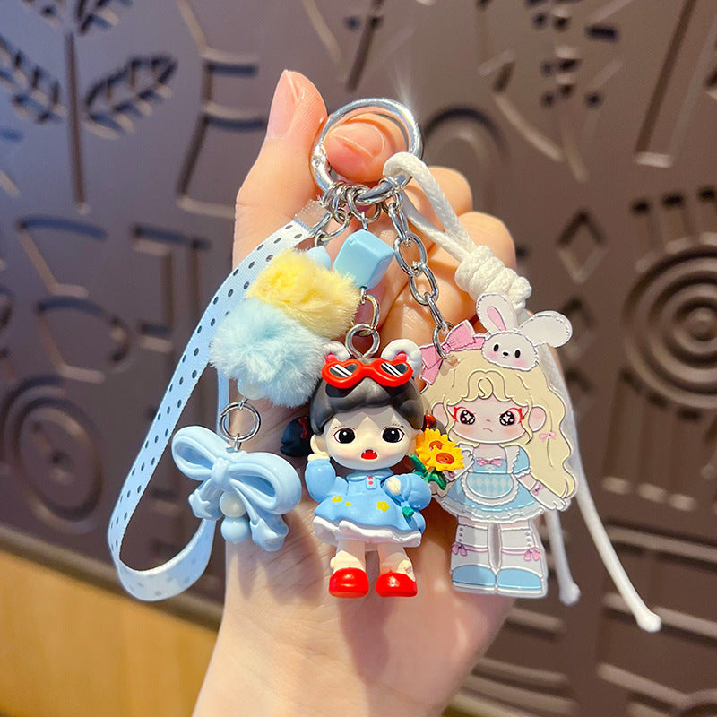 Handmade DIY cute grain zorra hand rope buckle pendant cute cartoon girl heart bag doll doll charm wholesale