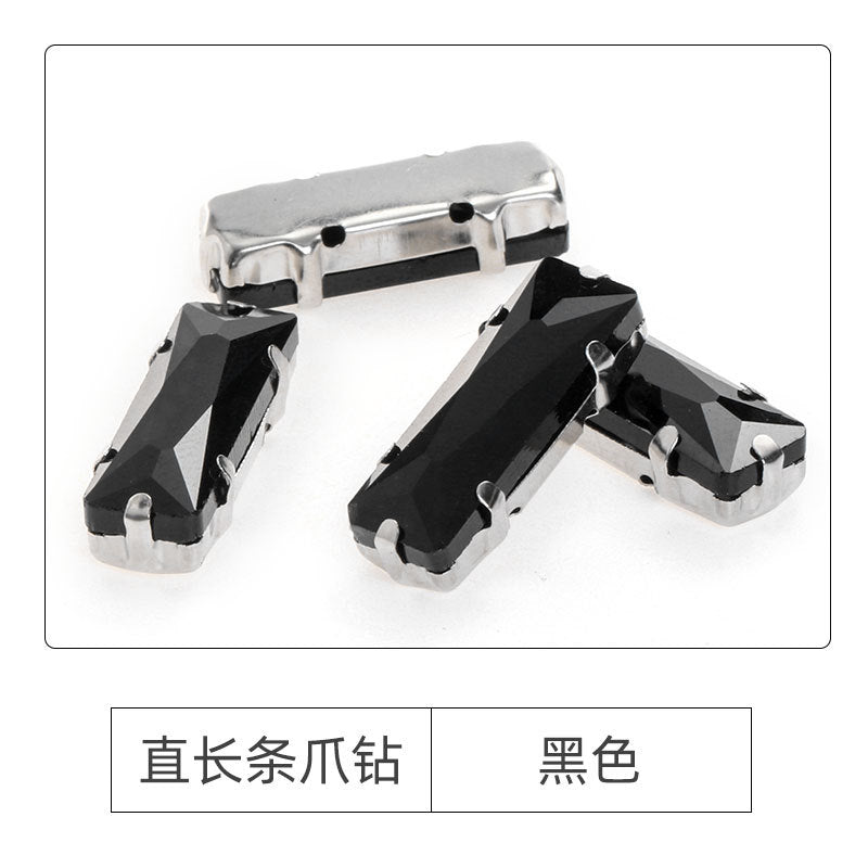 Xichuan Straight Long Claw Rhinestone Glass Hand-Stitched Diamond DIY Accessories Shoe Bag Handmade Materials White K with Claw Diamond