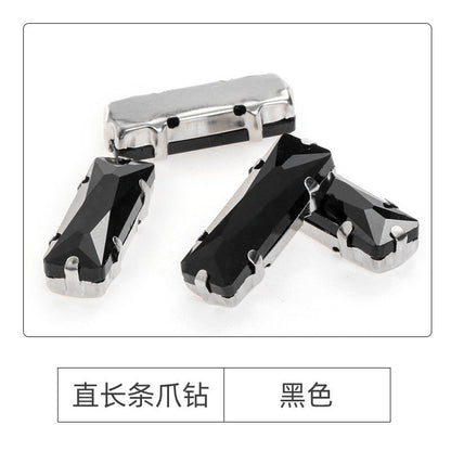 Xichuan Straight Long Claw Rhinestone Glass Hand-Stitched Diamond DIY Accessories Shoe Bag Handmade Materials White K with Claw Diamond