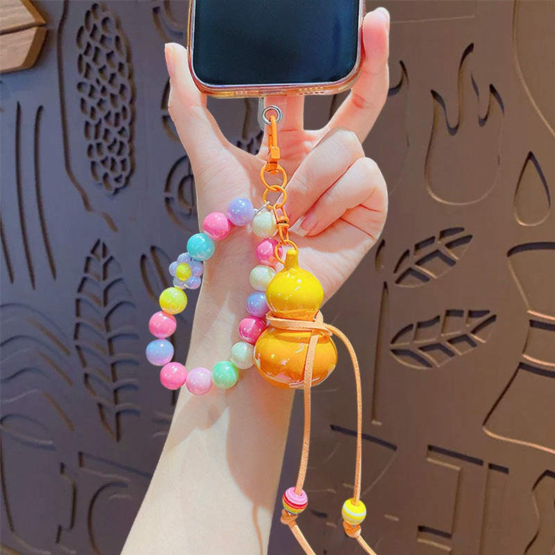 Creative simulation color beaded gourd keychain mobile phone chain pendant school bag keychain charm small gift wholesale