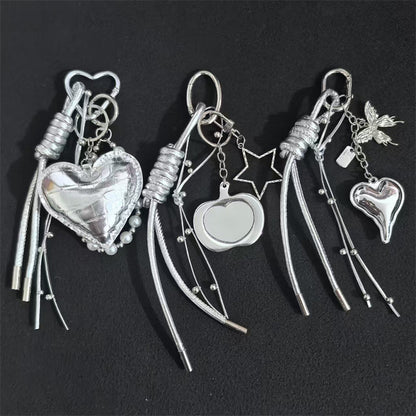 MIU series high-end pendant silver love keychain butterfly festival bag pendant braided rope accessories