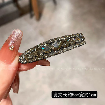 2026 New High-End Light Luxury Rhinestone Duckbill Clip for Women, Exquisite Full Diamond Bangs Side Clip, Forehead Hair Clip