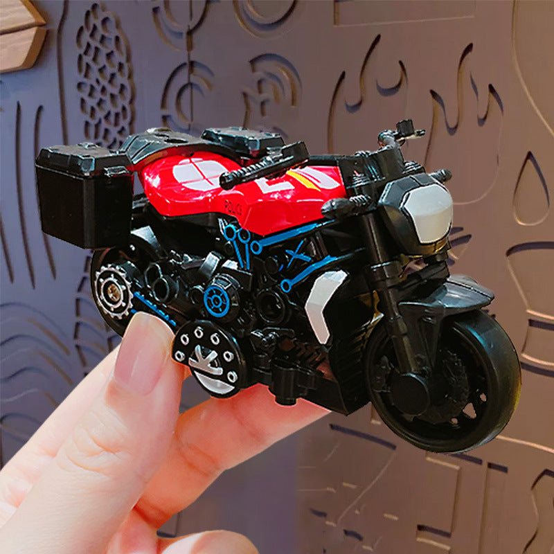 Creative Pullback Motorcycle Model Keychain - Cartoon Alloy Pullback Car Toy Model Pendant Small Gift