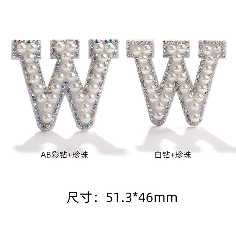 English Letter Hot Patch Stickers - 26 Letters White Imitation Pearl DIY Clothing Accessories