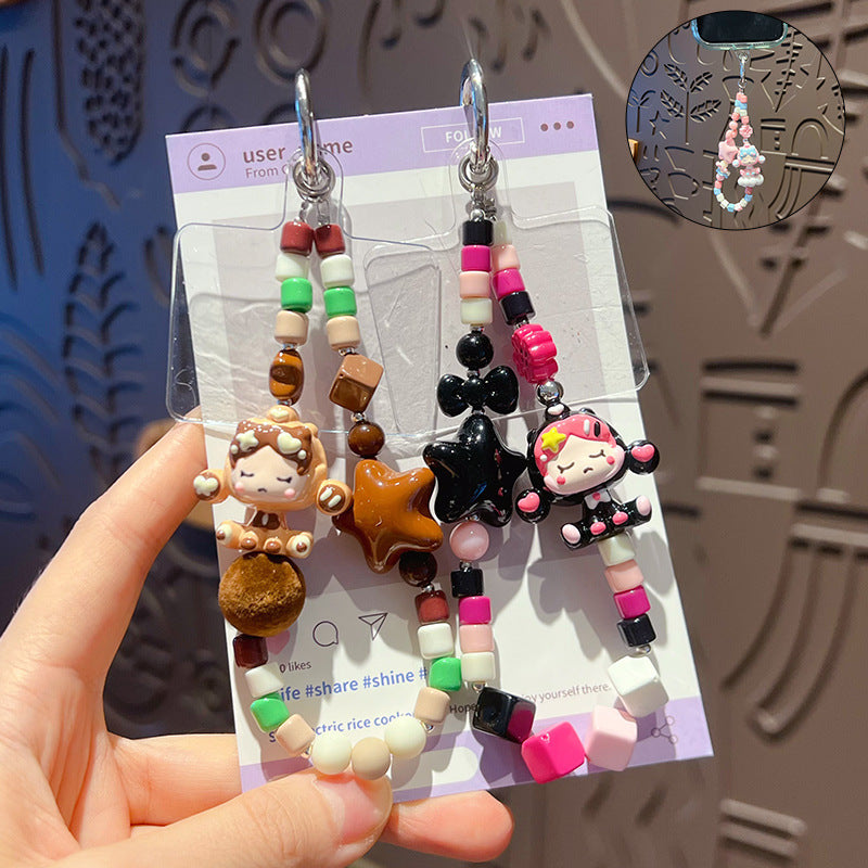 Handmade DIY bubble sitting posture cute baby beaded mobile phone chain small pendant bag doll doll keychain pendant