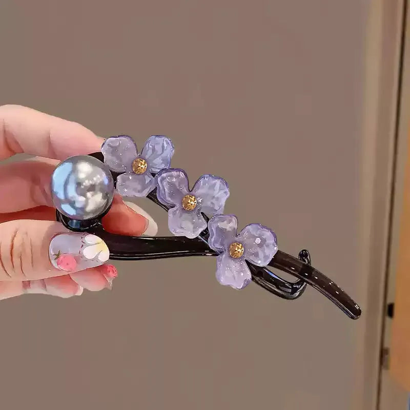 Elegant and sophisticated floral twist hair clips for women, 2026 new high-end back hair clip, straight duckbill clip