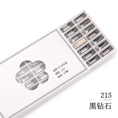 Double Hole Long Bar Flat Bottom Rhinestone - Hand-Stitched Scratch-Resistant AB Color Straight Strip Flat Buckle for Clothing Luggage