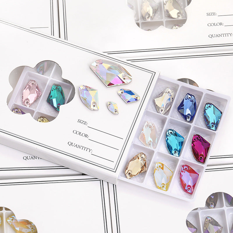 Axe Flat Buckle - Flat Bottom Special-Shaped Hand-Sewn Rhinestones Real Silver Plating Shoe Accessories Luggage Clothing