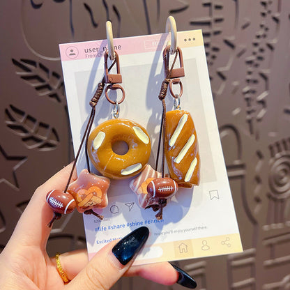 Handmade DIY beading simulation alkaline water bread school bag pendant couple car bag keychain doll small pendant