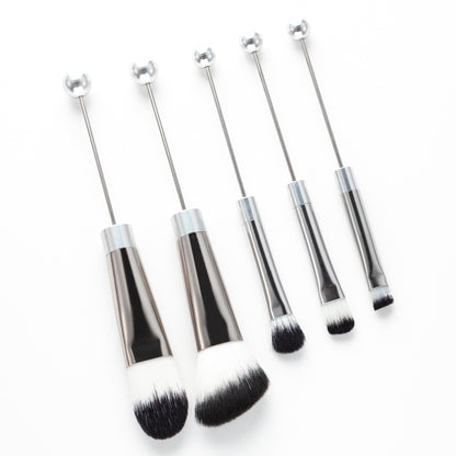 New 5 Pcs DIY Beaded Metal Handle Makeup Brush Set - Contour Concealer Eyeshadow Eyebrow Brush Wholesale
