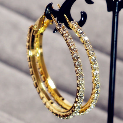 2-4-6-8-10cm oversized earrings exaggerated earrings european and american round rhinestone geometric hoop earrings for women cross-border