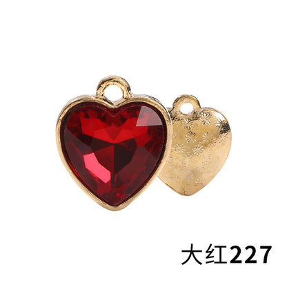 Xichuan zinc alloy peach heart crystal gold base single hanging heart-shaped glass diamond DIY jewelry earrings with diamonds pendant batch