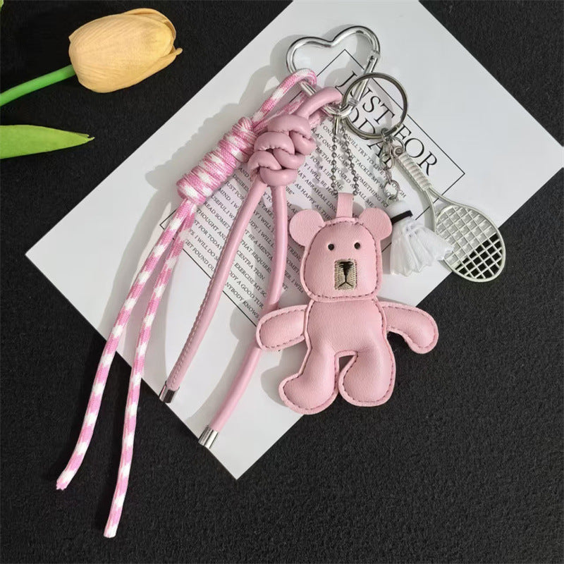 Dumb bear braided lanyard car keychain pendant cartoon cute bag charm mobile phone lanyard cute pendant