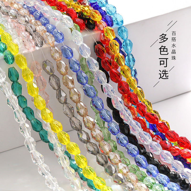 Xichuan cross-border water drop beads, glass beads, door curtains, garment accessories, straight hole water drop beads, cut surfaces, crystal bead factory wholesale