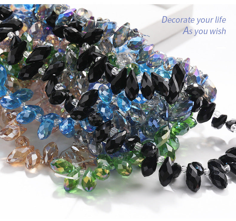 Water Drop Crystal Glass Beads - 6x12mm Horizontal Hole Multi-Color Beaded Curtain Clothing DIY