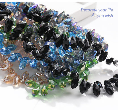 Water Drop Crystal Glass Beads - 6x12mm Horizontal Hole Multi-Color Beaded Curtain Clothing DIY