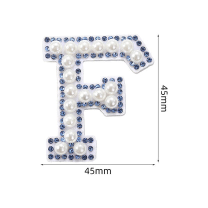 Blue diamond seamless adhesive 26 English letters for clothing and makeup bag decoration, non-woven fabric patch, adhesive backing