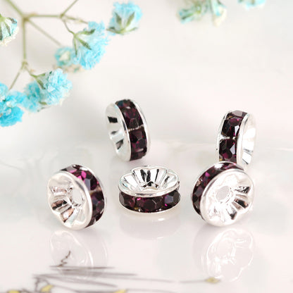 Handmade accessories diamond ring bead separator color bracelet diamond encrusted spacer wheel rim 6 8 10 12mm DIY jewelry accessories