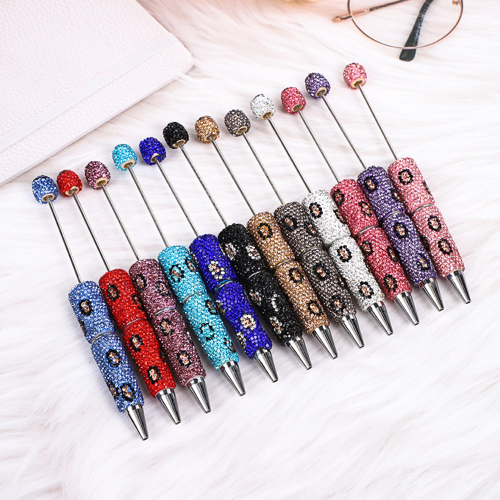 Leopard print full diamond ballpoint pen creative DIY beading pure handmade diamond set ballpoint pen advertising gift pen spot wholesale