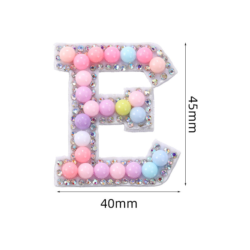 Macaron letter stickers, 26-letter English DIY accessories, clothing accessories, faux pearl and rhinestone appliqué set