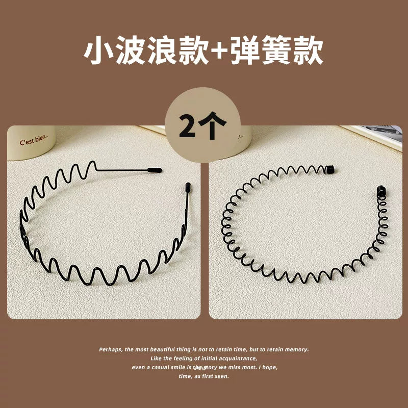 Simple black metal headband for women's face washing, sports invisible men's hairband fixed headband that does not tighten hair clips