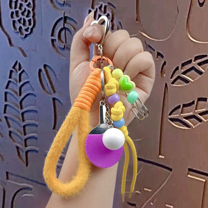 Creative miu tie table tennis love bracelet keychain pendant couple car bag keychain pendant gift