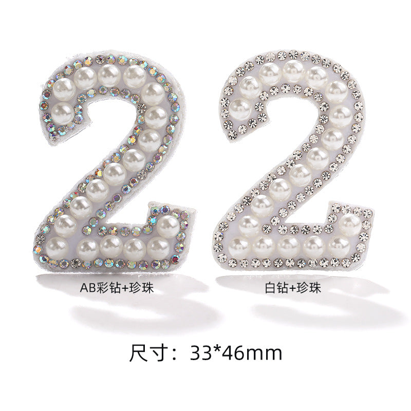 Hot Patch Non-Woven Digital Patches - DIY Clothing Accessories White Imitation Pearl Diamond
