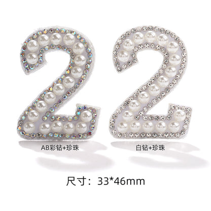 Hot Patch Non-Woven Digital Patches - DIY Clothing Accessories White Imitation Pearl Diamond