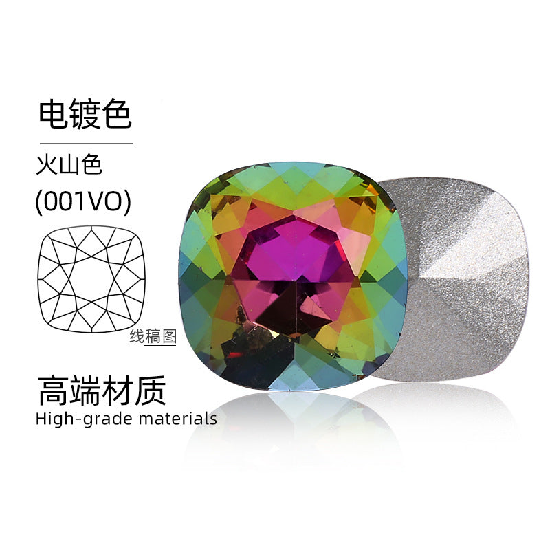 K9 pointed base fat square diamond special-shaped crystal diamond vacuum plated base wedding dress accessories accessories with fat square pointed bottom shaped diamond