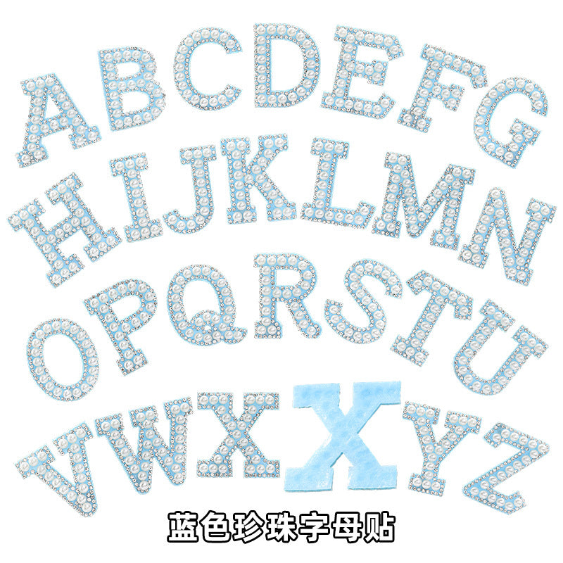 Hot Heat Patch Stickers with 26 English Letters Stickers DIY Accessories Clothing and Hat Accessories Blue Non-Woven Fabric Stickers