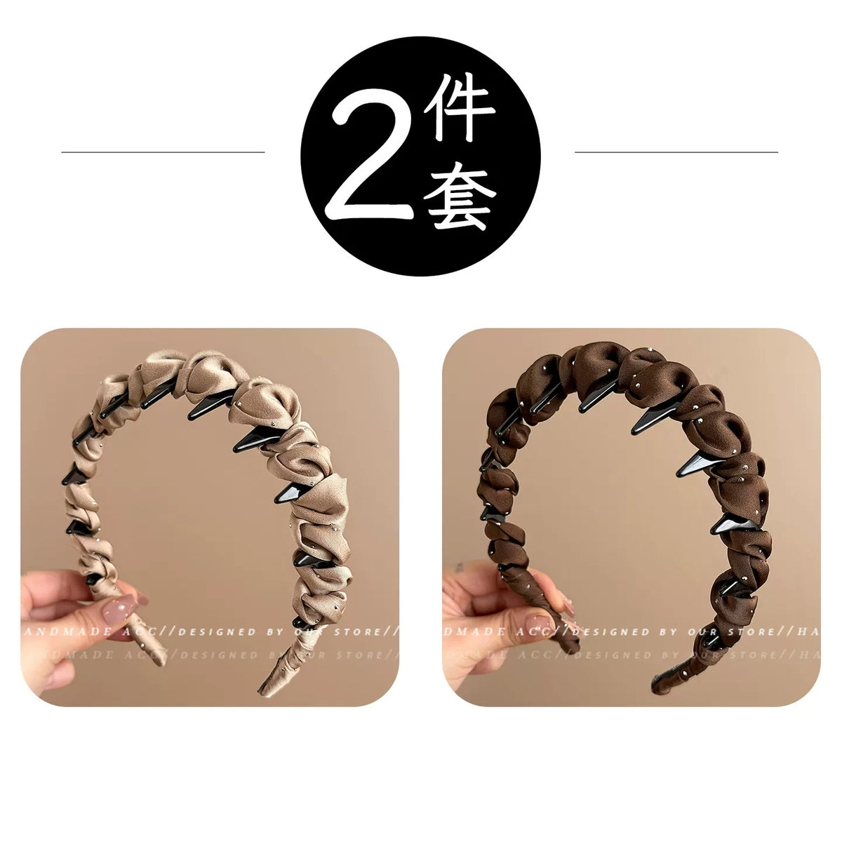 Elegant fabric with a starry sky-high headband for women, high-end new high-crown headband with teeth, face-washing hair clip, for everyday outdoor wear