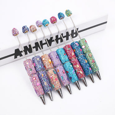 DIY electroplating colorful shell full diamond pen new heavy industry diamond beaded pen cross-border hot selling educational student stationery