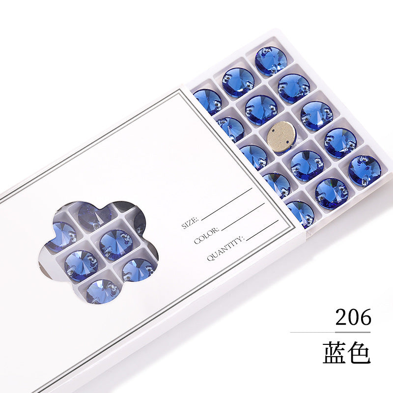 Flat Bottom Hand-Sewn Diamond K9 Satellite Round Flat Buckle Double Hole Punched Hand-Sewn Diamond Wedding Dress Apparel Accessories Super Flash Satellite