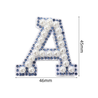 Blue diamond seamless adhesive 26 English letters for clothing and makeup bag decoration, non-woven fabric patch, adhesive backing