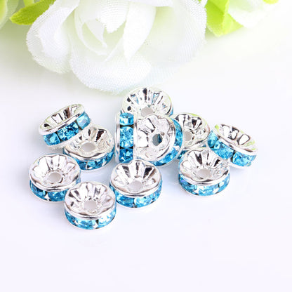Handmade accessories diamond ring bead separator color bracelet diamond encrusted spacer wheel rim 6 8 10 12mm DIY jewelry accessories
