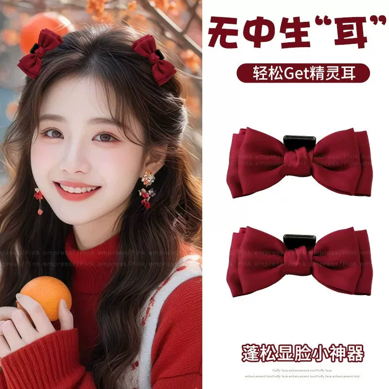Mesh black bow hair chuck headdress, princess head small scratch clip broken hair, side bangs, clip, forehead hairpin woman
