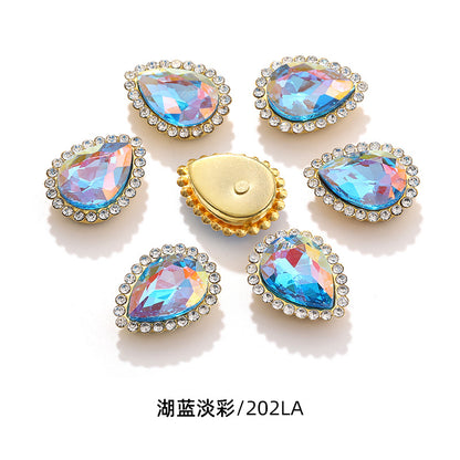 Double-layer waterdrop sunflower flower flower plate diamond buckle, hand-stitched rhinestone, thickened gold holder, glass diamond, clothing, shoes, bags, DIY accessories