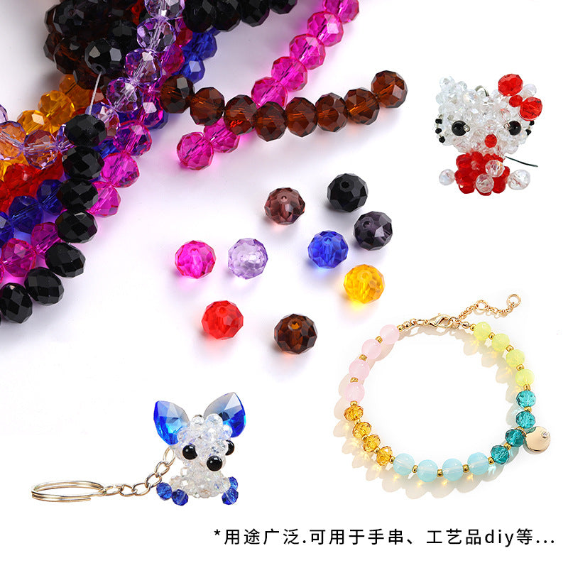 10mm electroplated crystal flat beads with glass through-hole beads, DIY accessories wholesale bead stringing accessories, crystal loose bead lanyards