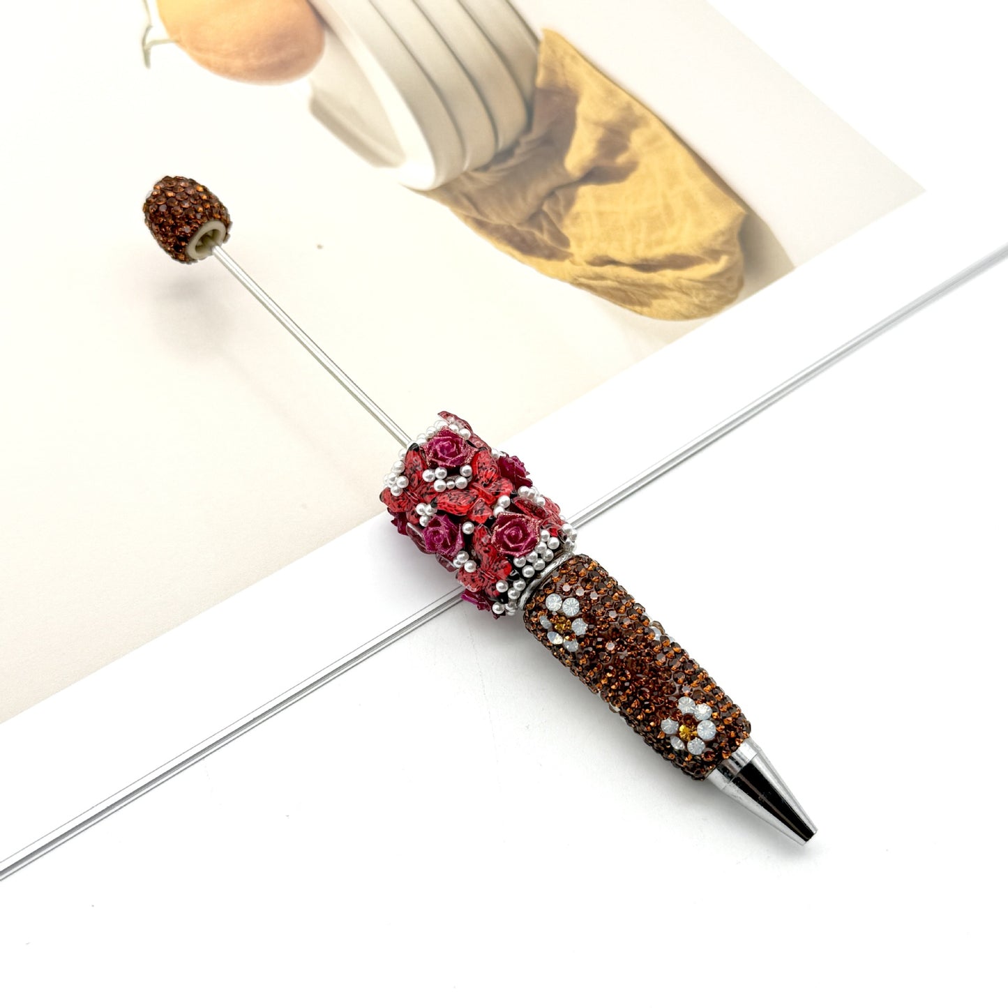 new DIY luxury full diamond pen butterfly pearl daisy rose series ballpoint pen business cute pen