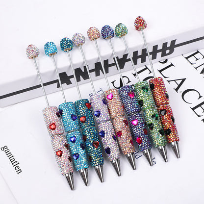 Creative colorful love full diamond ballpoint pen DIY beading electroplating handmade diamond set ballpoint pen cross-border hot sale spot